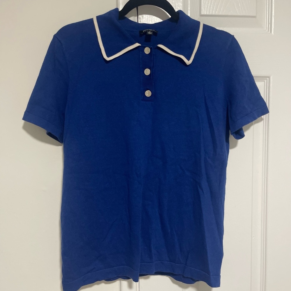 Jones New York Royal Blue Polo with White Accents